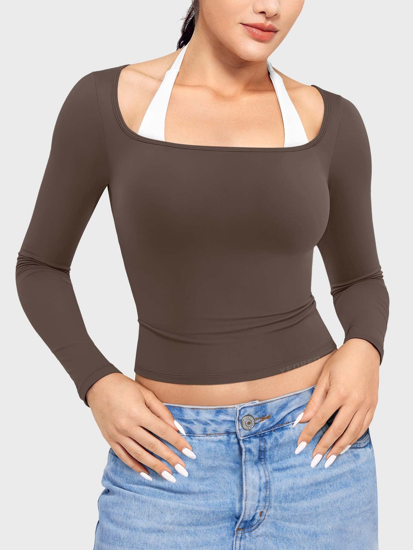 Blusa De Manga Larga - Cuello Cuadrado