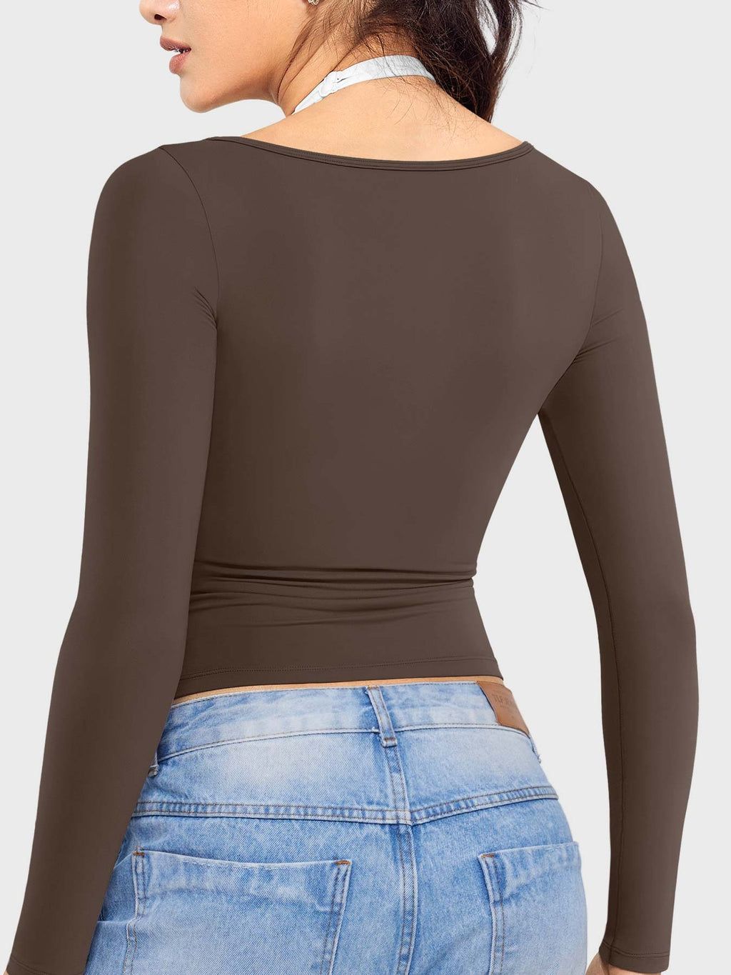 Blusa De Manga Larga - Cuello Cuadrado