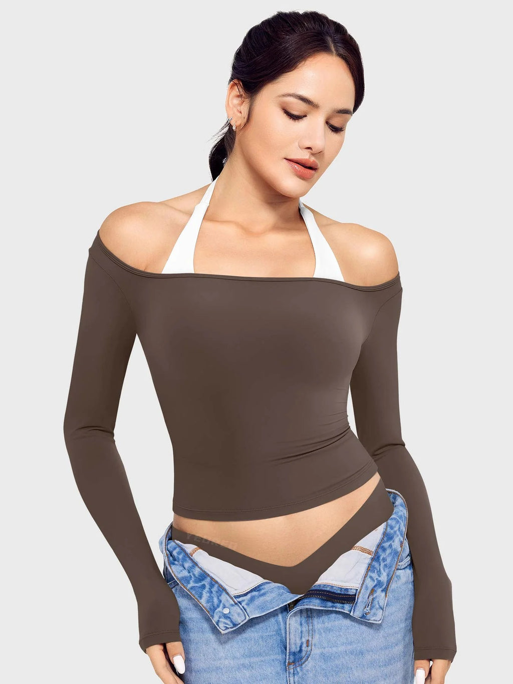 Blusa De Manga Larga - Cuello Cuadrado