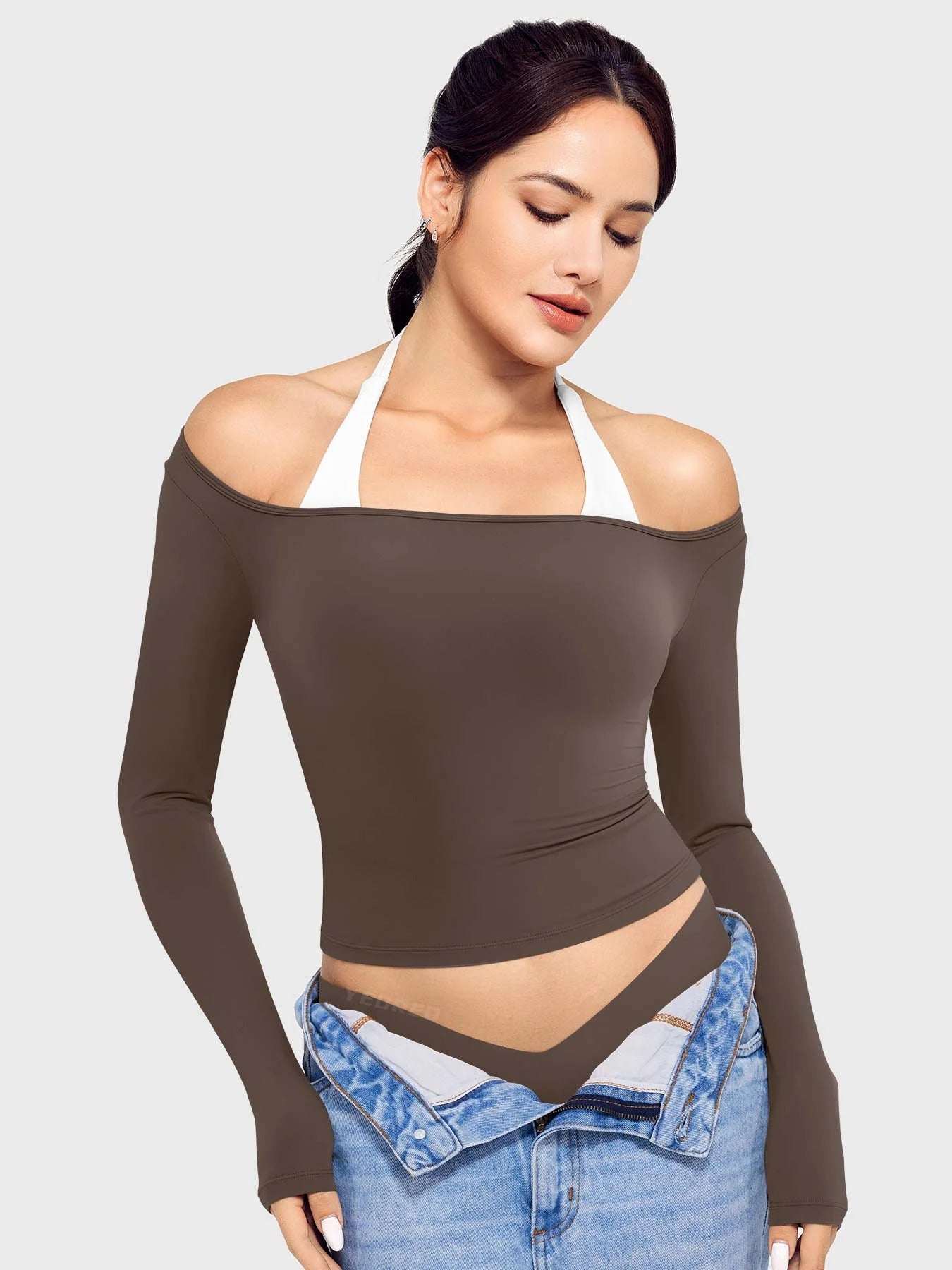 Blusa De Manga Larga - Cuello Cuadrado